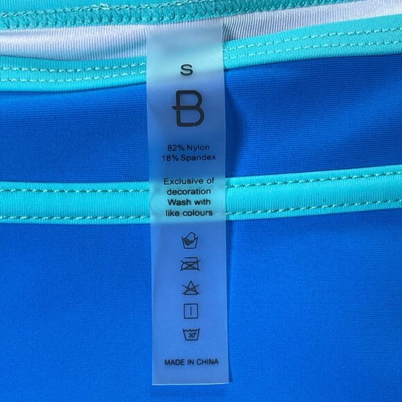 BMJL Women’s 2 Piece Swimsuit Small Blue Color Block High Waist Tank Bikini - Picture 7 of 8